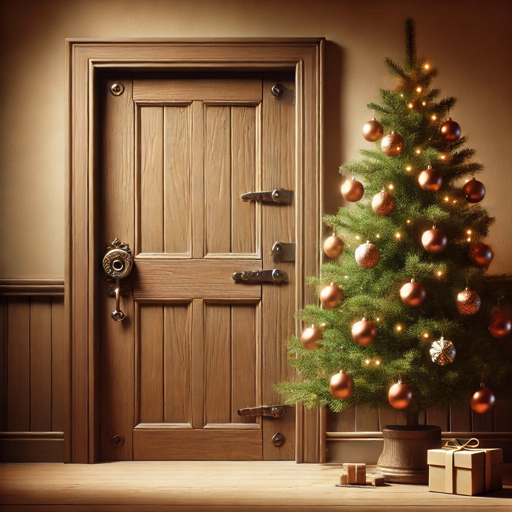 Weihnachtsbaum und Tür